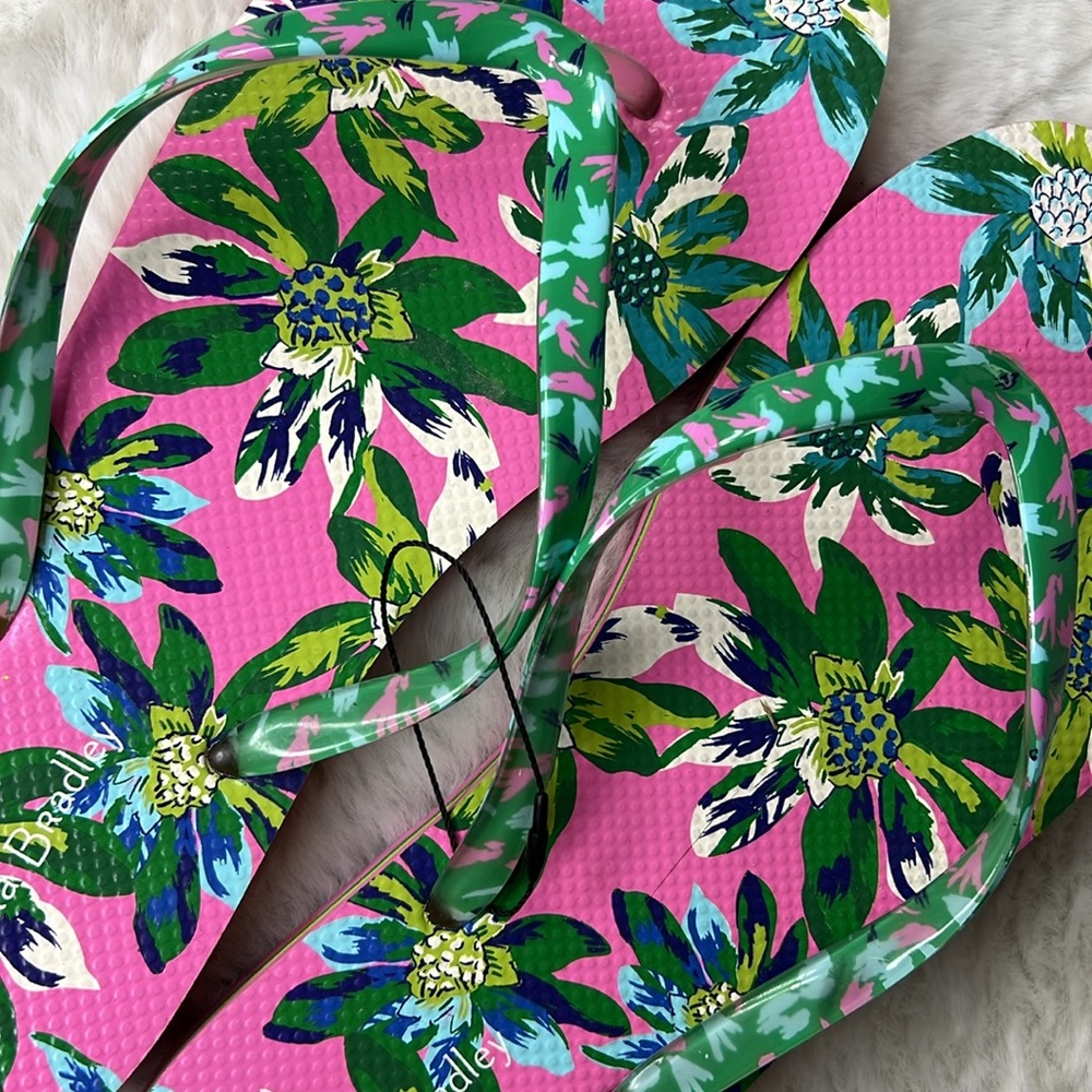 VERA BRADLEY Marion Floral Flip Flops NEW Tropical Sandal Thongs Summer MED  7-8 - Picture 7 of 15